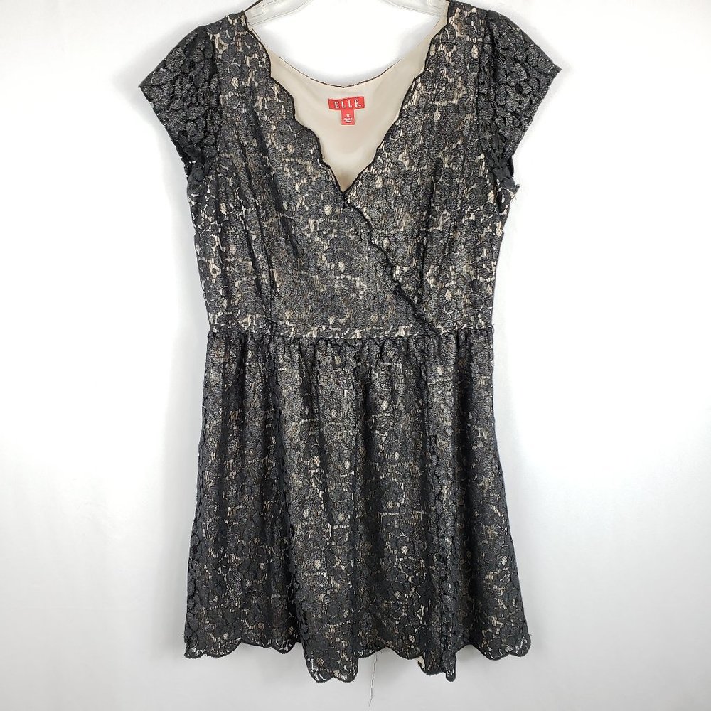 ELLE black & nude lace A-Line dress | 12